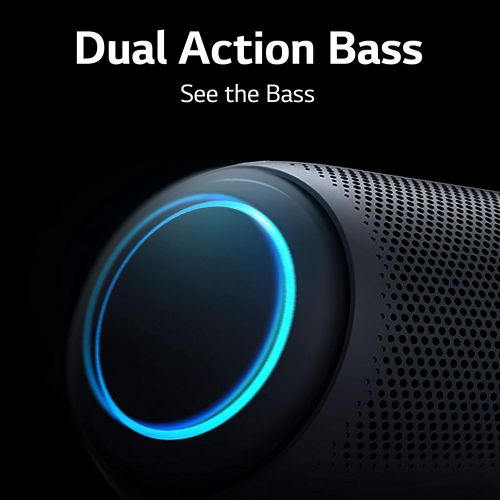  LG XBOOM Go Speaker PL5 Portable Wireless Bluetooth, Dual Action Bass, Sound by Meridian, Water Resistant, Sound Boost EQ, 18 Hour Battery Life, LED Lighting Black