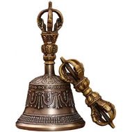 [아마존베스트]LGYKUMEG Tibetan Buddhist Meditation Bell Tibetan Hand Bell Meditation & Prayer Bells Dorje Vajra Buddhist Bell 4 Inches S