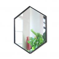 LH-Mirror Metal Bathroom Mirrors Wall-Mounted Vanity Mirrors Hexagon Iron Make-up Cosmetic Wall Hanging Mirror for Living Room,Bedroom Decorative Mirror Holder (Color : Black, Size : 40×60cm