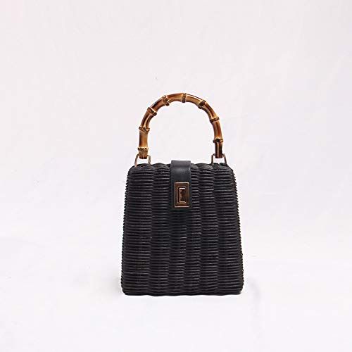  LHKFNU Small Box Tote Straw Bag Portable Shoulder Handmade Women Rattan Woven Beach Bags for Fashion Totes