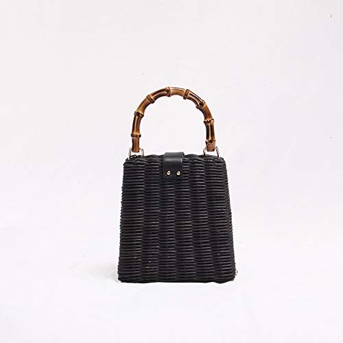  LHKFNU Small Box Tote Straw Bag Portable Shoulder Handmade Women Rattan Woven Beach Bags for Fashion Totes