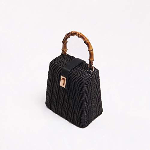  LHKFNU Small Box Tote Straw Bag Portable Shoulder Handmade Women Rattan Woven Beach Bags for Fashion Totes