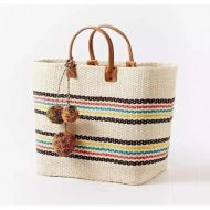 LHKFNU Ball Design Beach Bags Basket Chic Woven Straw Handbags for Women Beach Shoulder Bags Shopper Totes