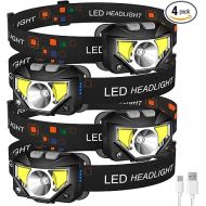 LHKNL Headlamp Flashlight,4-Pack 1200 Lumen Ultra-Light Bright LED Rechargeable Headlight with White Red Light,Waterproof Motion Sensor Head Lamp,8 Mode for Outdoor Camping Running Cycling Fishing