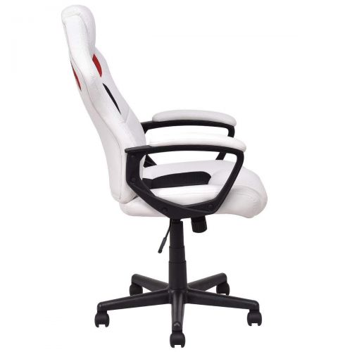  LHONE Racing Gaming Style Chair High Back Executive Height Adjustable Gaming Desk Office Swivel Chair with Padded Armrests White&Black