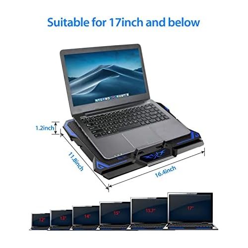  LIANGSTAR Laptop Cooling Pad, Laptop Cooler with 6 Quiet Led Fans for 15.6-17 Inch Laptop Cooling Fan Stand, Portable Ultra Slim USB Powered Gaming Laptop Cooling Pad, Switch Control Fan Spe