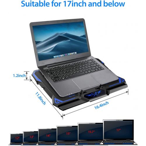  LIANGSTAR Laptop Cooling Pad, Laptop Cooler with 6 Quiet Led Fans for 15.6-17 Inch Laptop Cooling Fan Stand, Portable Ultra Slim USB Powered Gaming Laptop Cooling Pad, Switch Control Fan Spe