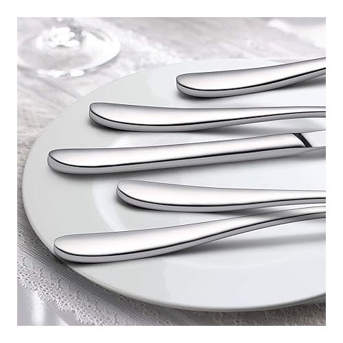  LIANYU 40-Piece Heavy Duty Silverware Set, Stainless Steel Flatware Cutlery Set for 8, Heavy Weight Eating Utensils Tableware, Mirror Polished, Dishwasher Safe