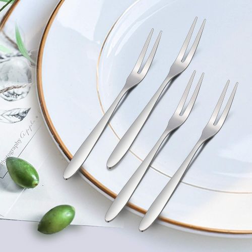  LIANYU 20-piece Appetizer Dessert Forks, Stainless Steel Mini Salad Fruit Tasting Forks Cocktail Fork, 5.2-Inch, Attached Plastic Case