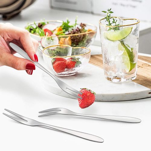  LIANYU 20-piece Appetizer Dessert Forks, Stainless Steel Mini Salad Fruit Tasting Forks Cocktail Fork, 5.2-Inch, Attached Plastic Case