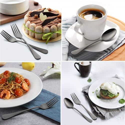  [아마존베스트]Black Silverware Set, LIANYU 20 Piece Stainless Steel Flatware Cutlery Set for 4, Mirror Finish, Dishwasher Safe