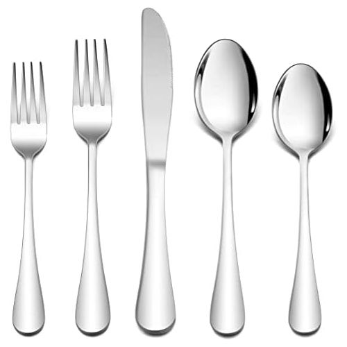  [아마존베스트]LIANYU 30 Piece Flatware Silverware Set for 6, Stainless Steel Cutlery Eating Utensils, Mirror Finished, Dishwasher Safe
