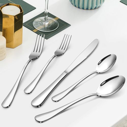  [아마존베스트]LIANYU 30 Piece Flatware Silverware Set for 6, Stainless Steel Cutlery Eating Utensils, Mirror Finished, Dishwasher Safe