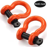LIBERRWAY Shackles 3/4 (2 Pack) D Ring Shackle Rugged Off Road Shackles 28.5 Ton (57,000 lbs) Maximum Break Strength with 7/8 Pin Heavy Duty D Ring for Jeep Vehicle Recovery, Orang