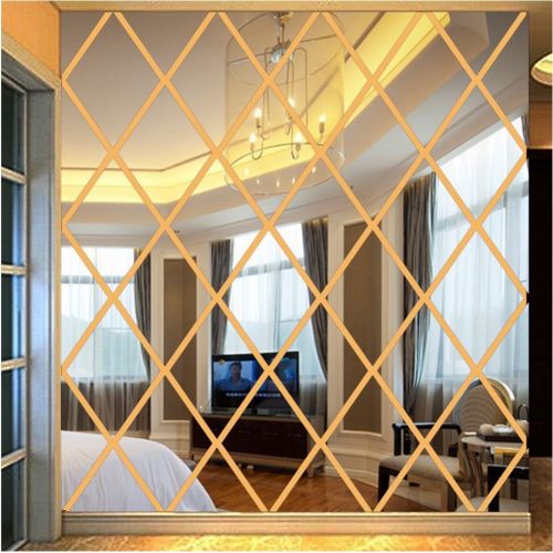  LICSE 3D Mirror Decals Wall Stickers for Bedroom (Silver, 19.68X39.37/50cmx100cm)