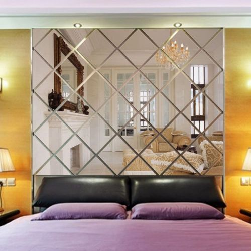  LICSE 3D Mirror Decals Wall Stickers for Bedroom (Silver, 19.68X39.37/50cmx100cm)