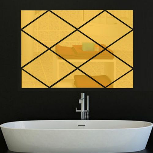  LICSE 3D Decals for Bedroom Mirror Wall Art Stickers (Gold, 39.37X39.37/100cmx100cm)