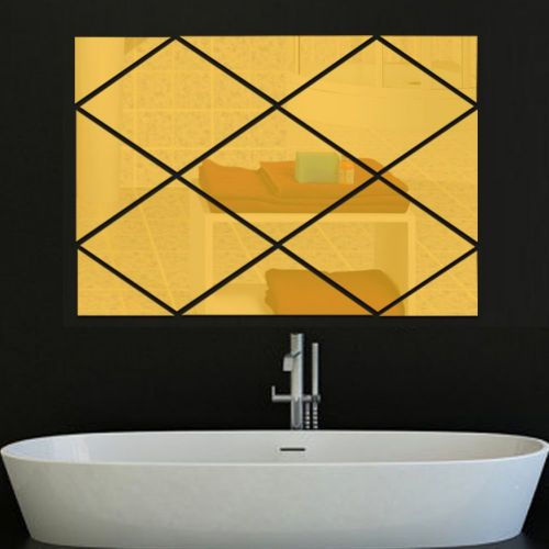  LICSE Wall Art for Living Room Sticker Mirror (Gold, 19.68X39.37/50cmx100cm)