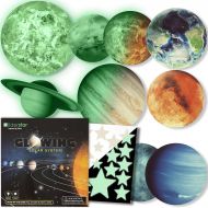 [아마존 핫딜]  [아마존핫딜]LIDERSTAR Glow in The Dark Stars and Planets, Bright Solar System Wall Stickers -Sun Earth Mars and so on,9 Glowing Ceiling Decals for Bedroom Living Room,Shining Space Decoration for Kids f