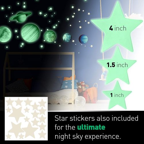  [아마존 핫딜]  [아마존핫딜]LIDERSTAR Glow in The Dark Stars and Planets, Bright Solar System Wall Stickers -Sun Earth Mars and so on,9 Glowing Ceiling Decals for Bedroom Living Room,Shining Space Decoration for Kids f