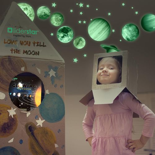  [아마존 핫딜]  [아마존핫딜]LIDERSTAR Glow in The Dark Stars and Planets, Bright Solar System Wall Stickers -Sun Earth Mars and so on,9 Glowing Ceiling Decals for Bedroom Living Room,Shining Space Decoration for Kids f