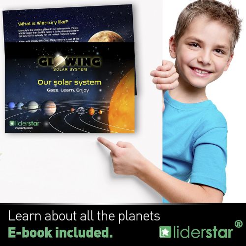  [아마존 핫딜]  [아마존핫딜]LIDERSTAR Glow in The Dark Stars and Planets, Bright Solar System Wall Stickers -Sun Earth Mars and so on,9 Glowing Ceiling Decals for Bedroom Living Room,Shining Space Decoration for Kids f