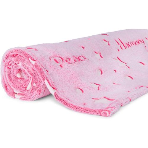  [아마존핫딜][아마존 핫딜] LIDERSTAR Glow in The Dark Throw Blanket, Super Soft Fuzzy Plush Fleece,Decorated with Stars and Words of Encouragement,Wrap Your Loved One in Positivity ,Birthday Gift for Girls kids Women