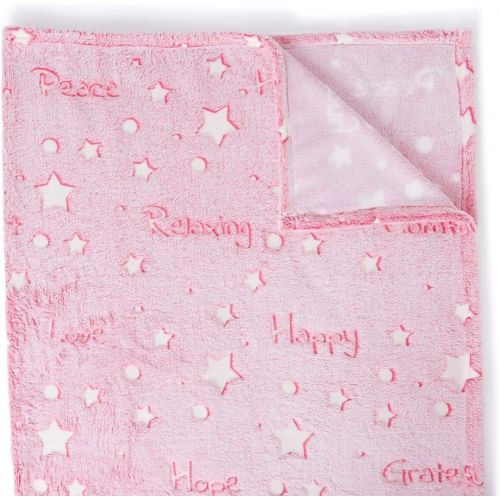  [아마존핫딜][아마존 핫딜] LIDERSTAR Glow in The Dark Throw Blanket, Super Soft Fuzzy Plush Fleece,Decorated with Stars and Words of Encouragement,Wrap Your Loved One in Positivity ,Birthday Gift for Girls kids Women