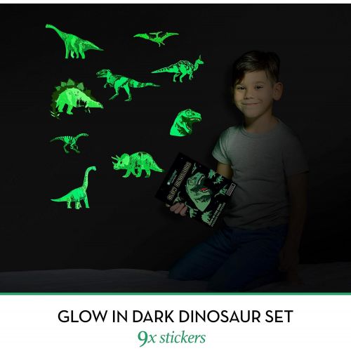  [아마존 핫딜] LIDERSTAR Dinosaur Wall Decals for Boys Girls Room, Glow in The Dark Stickers, Large Removable Vinyl Decor for Bedroom, Living Room, Classroom -Cool Light Art, Kids Birthday Christmas Gift,T