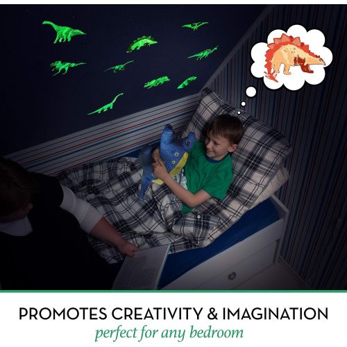  [아마존베스트]LIDERSTAR Dinosaur Wall Decals for Boys Room Glow in The Dark Stickers, Large Removable Vinyl Decor for...