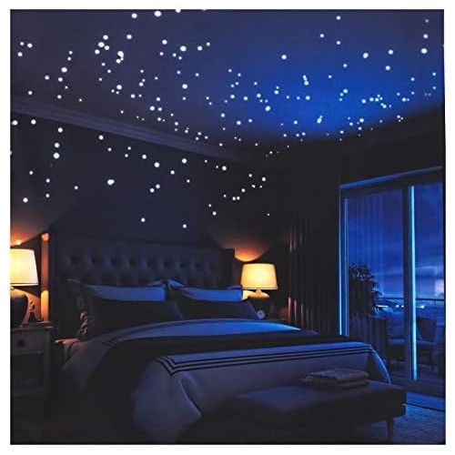  Glow in The Dark Stars Wall Stickers,252 Adhesive Dots and Moon for Starry Sky, Decor for Kids Bedroom or Birthday Gift,Beautiful Wall Decals for Any Room by LIDERSTAR,Bright and R