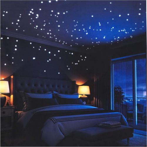  Glow in The Dark Stars Wall Stickers,252 Adhesive Dots and Moon for Starry Sky, Decor for Kids Bedroom or Birthday Gift,Beautiful Wall Decals for Any Room by LIDERSTAR,Bright and R