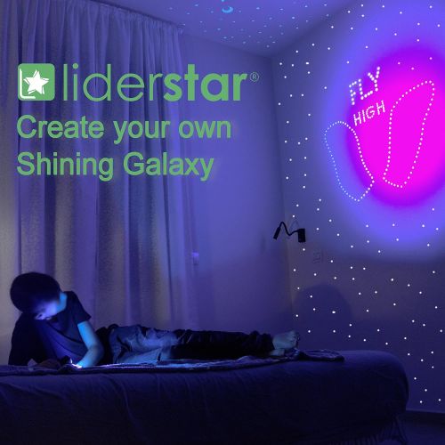  Glow in The Dark Stars Wall Stickers,252 Adhesive Dots and Moon for Starry Sky, Decor for Kids Bedroom or Birthday Gift,Beautiful Wall Decals for Any Room by LIDERSTAR,Bright and R