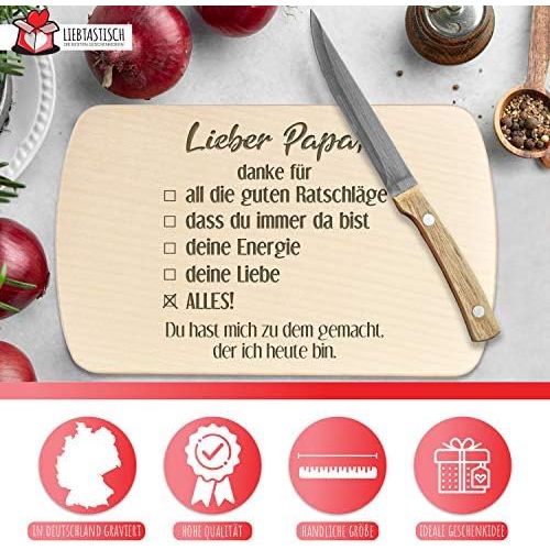  [아마존베스트]Liebtastisch Breakfast Board with Engraving  “Lieber Papa, Danke fuer” (Dear Dad, Thanks for)  Wood  High Quality  Chopping Board  Father’s Day  Birthday.