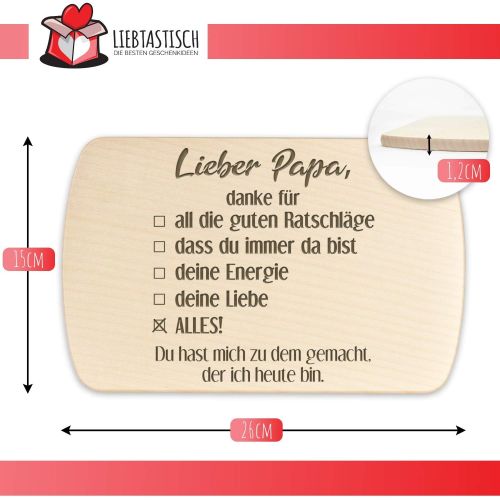  [아마존베스트]Liebtastisch Breakfast Board with Engraving  “Lieber Papa, Danke fuer” (Dear Dad, Thanks for)  Wood  High Quality  Chopping Board  Father’s Day  Birthday.