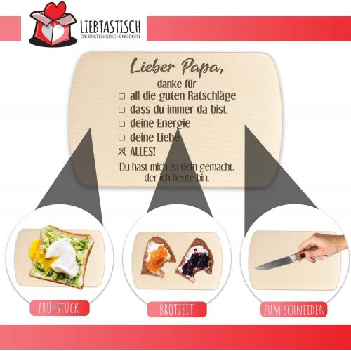  [아마존베스트]Liebtastisch Breakfast Board with Engraving  “Lieber Papa, Danke fuer” (Dear Dad, Thanks for)  Wood  High Quality  Chopping Board  Father’s Day  Birthday.