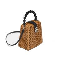 LIEOAG Womens Small Shoulder Bag Beaded Tote Knit Straw Crossbody Small Square Wallet