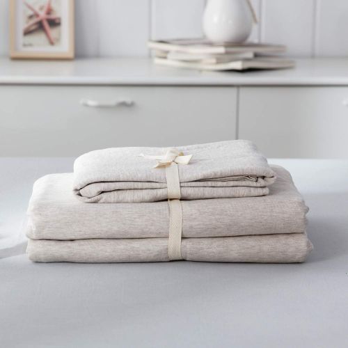 [아마존베스트]LIFETOWN Jersey Knit Cotton Duvet Cover Twin, 1 Duvet Cover and 2 Pillowcases, Simple Solid Design, Super Soft and Easy Care (Twin/Twin XL, Pink)