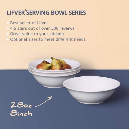  LIFVER Lifver 28-oz/8-inch Porcelain Soup/Cereal/Pasta/Salad Bowl Sets, White, Set of 4