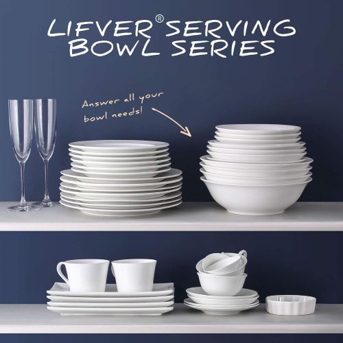  LIFVER Lifver 28-oz/8-inch Porcelain Soup/Cereal/Pasta/Salad Bowl Sets, White, Set of 4