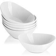 LIFVER 16 Ounce Cereal Bowls, Porcelain Dessert Bowls, Bowl Sets of 6 for Dessert, Rice, and Salad, White