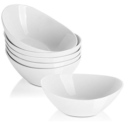  LIFVER 16 Ounce Cereal Bowls, Porcelain Dessert Bowls, Bowl Sets of 6 for Dessert, Rice, and Salad, White
