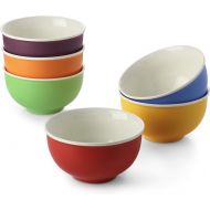 [아마존베스트]LIFVER Cereal Bowls Set of 6, Soup Bowls 24 Ounces Porcelain, Extra Deep Cereal Bowls, Microwave and Dishwasher Safe, Ceramic Bowl Set for Salad, Sturdy Porcelain, 5.75 Inches, Mul