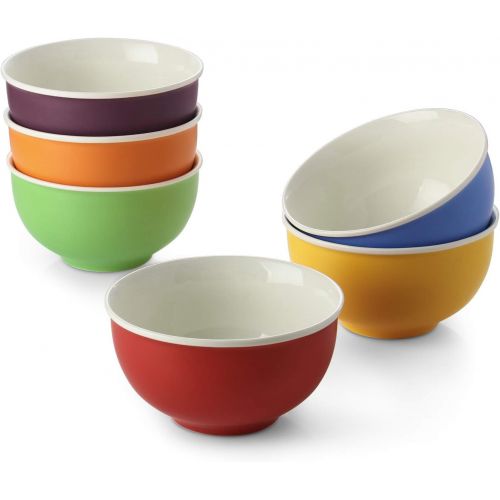  [아마존베스트]LIFVER Cereal Bowls Set of 6, Soup Bowls 24 Ounces Porcelain, Extra Deep Cereal Bowls, Microwave and Dishwasher Safe, Ceramic Bowl Set for Salad, Sturdy Porcelain, 5.75 Inches, Mul