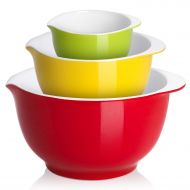 LIFVER Ceramic Mixing Bowl/Serving Bowl Set for Cooking, Baking, Meal Prep, Serving（Size：0.5/1.6/3.5QT）-With Handle and Pouring Spout-Assorted Colors