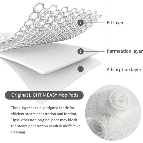  [아마존베스트]LIGHT N EASY 7338&7339 Pads(2pcs) Steam Mop, White