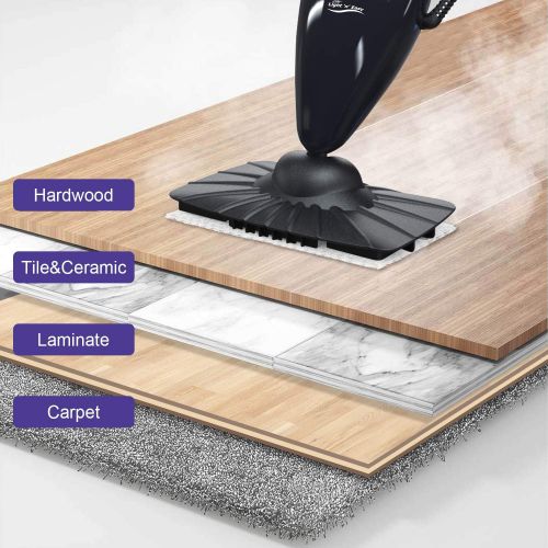  LIGHT N EASY Steam Mop, Ultra-Lightweight, Child & Pet Steamer, Deep Cleaning for Hardwood Floor/Tile/Laminate/Vinyl/Carpet, 7618ANB, Black