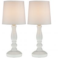LIGHTACCENTS Light Accents Table Lamp Set of 2 White Lamp Bases with Fabric Bell Shades Pure White (2-Pack)