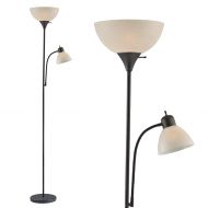 LIGHTACCENTS Light Accents SUSAN Floor Lamp 72 Tall - 150-Watt with Side Reading Light - Standing Lamp - Torchiere (Black)