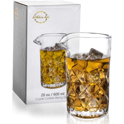  [아마존베스트]Lighten Life Cocktail Mixing Glass,20oz Crystal Mixing Glass Pitcher with Thick Bottom, Premium Bar Mixing Glass for Stirring Drinks, Professional Stirring Glass Cocktail beaker